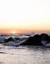 Beautiful sunset sunrise over the sea, beautiful waves Royalty Free Stock Photo