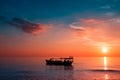 Beautiful Sunset at Sunset Beach with ship Royalty Free Stock Photo