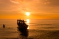 Beautiful Sunset at Sunset Beach with ship Royalty Free Stock Photo