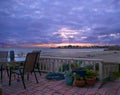 Beautiful sunset from a terrace at beachfront property