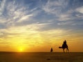 Beautiful sunset at Thar desert ,Jaisalmer,India Royalty Free Stock Photo