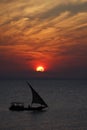 Dhow sunset cruise in Zanzibar, Tanzania. Royalty Free Stock Photo