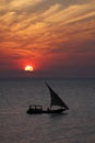 Dhow sunset cruise in Zanzibar, Tanzania. Royalty Free Stock Photo