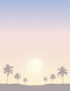 beautiful sunset on tropical palm tree silhouette background Royalty Free Stock Photo