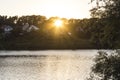 A beautiful sunset under the river in Ukrainian village Royalty Free Stock Photo