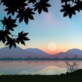 Beautiful sunset , Vector illustrations landscape Royalty Free Stock Photo