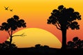 Beautiful sunset , Vector illustrations landscape Royalty Free Stock Photo