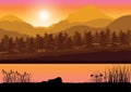 Beautiful sunset , Vector illustrations landscape Royalty Free Stock Photo