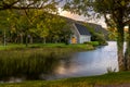 Beautiful sunset view aat Gougane Barra Cork Ireland amazing Colors on the lake and monastic place Royalty Free Stock Photo