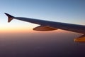 Beautiful sunset view from an airplane over land Royalty Free Stock Photo