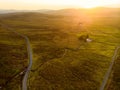 Beautiful sunset view of Connemara. Scenic Irish countryside landscape with magnificent mountains on the horizon, County Galway, I Royalty Free Stock Photo