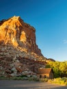 Beautiful sunset view of the Fruita Schoolhouse of Capitol Reef National Park Royalty Free Stock Photo