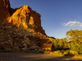 Beautiful sunset view of the Fruita Schoolhouse of Capitol Reef National Park Royalty Free Stock Photo