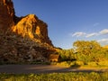 Beautiful sunset view of the Fruita Schoolhouse of Capitol Reef National Park Royalty Free Stock Photo