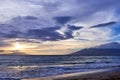 Beautiful sunset view of the Hawaiian ocean seen from Maui Royalty Free Stock Photo