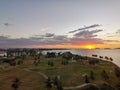 Beautiful sunset view in Kota Kinabalu, taken from the sky bar Pacific Horizon. Sabah, Malaysia. Borneo. Royalty Free Stock Photo