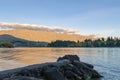 Beautiful sunset view in the Lake Wakatipu Queenstown Royalty Free Stock Photo