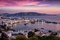 Beautiful sunset view over Mykonos island, Cyclades, Greece Royalty Free Stock Photo