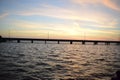 Beautiful Sunset view of the Peace River and Charlotte Harbor from Punta Gorda Florida Royalty Free Stock Photo