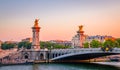 Beautiful sunset view on Pont Alexandre III in Paris, France Royalty Free Stock Photo