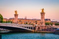 Beautiful sunset view on Pont Alexandre III in Paris, France Royalty Free Stock Photo