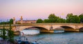 Beautiful sunset view on Pont des Invalides in Paris, France Royalty Free Stock Photo