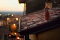 Beautiful sunset view of roofs of Lonato del Garda, a town and comune in the province of Brescia, in Lombardy Royalty Free Stock Photo