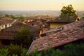 Beautiful sunset view of roofs of Lonato del Garda, a town and comune in the province of Brescia, in Lombardy Royalty Free Stock Photo