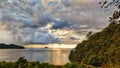 Beautiful sunset view between the sea and the mountains