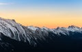 Beautiful sunset view of snow capped Rocky mountains at Banff Na Royalty Free Stock Photo