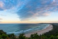 The beautiful sunset and the view on Tallows beach in Byron Bay, Australia Royalty Free Stock Photo