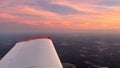 Beautiful sunset as seen from a small aircraft Royalty Free Stock Photo