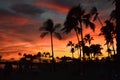 Beautiful Sunset On Waikiki Beach. Royalty Free Stock Photo