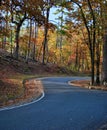 Mountain Road Curve with Vibrant Fall Foliage Colors with October Scenery Royalty Free Stock Photo