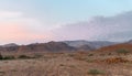 Beautiful sunset on way out the gorge Wadi Al Ghuwayr or An Nakhil and the wadi Al Dathneh near Amman in Jordan