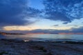 Beautiful sunset in western part of island of Crete, near town of Hersonissos. Seascape. Sunset over the sea. Royalty Free Stock Photo