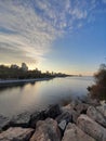 Beautiful sunset which reflected in the river