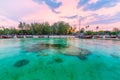 Beautiful sunset on white sand beach and Clear water to see the coral reef at Koh Lipe island in Satun,Thailand Royalty Free Stock Photo