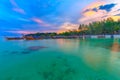 Beautiful sunset on white sand beach and Clear water to see the coral reef at Koh Lipe island in Satun,Thailand Royalty Free Stock Photo