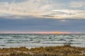 Beautiful Sunset with Whitecaps on Lake Michigan Royalty Free Stock Photo