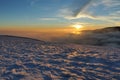 Beautiful sunset in winter mountain Royalty Free Stock Photo