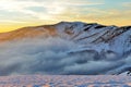 Beautiful sunset in winter mountain Royalty Free Stock Photo
