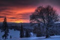 Beautiful sunset in winter mountain landscape Royalty Free Stock Photo