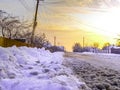 Beautiful sunset in winter with snow Royalty Free Stock Photo
