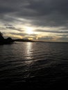 Beautiful sunsetthe beautiful sunset on jempang lake makes the heart calm? Royalty Free Stock Photo