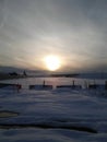 Beautiful sunsetting on a winter day in Alberta