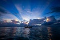 Beautiful sunshine and boats on the beach. Sunrise on the beach Zanzibar