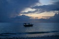 Beautiful sunshine and boats on the beach. Sunrise on the beach Zanzibar