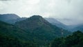 Beautiful sunshine at misty morning mountains of Thailand. Rainforest ecosystem and healthy environment concept background, Royalty Free Stock Photo