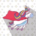 Beautiful super hero unicorn flying